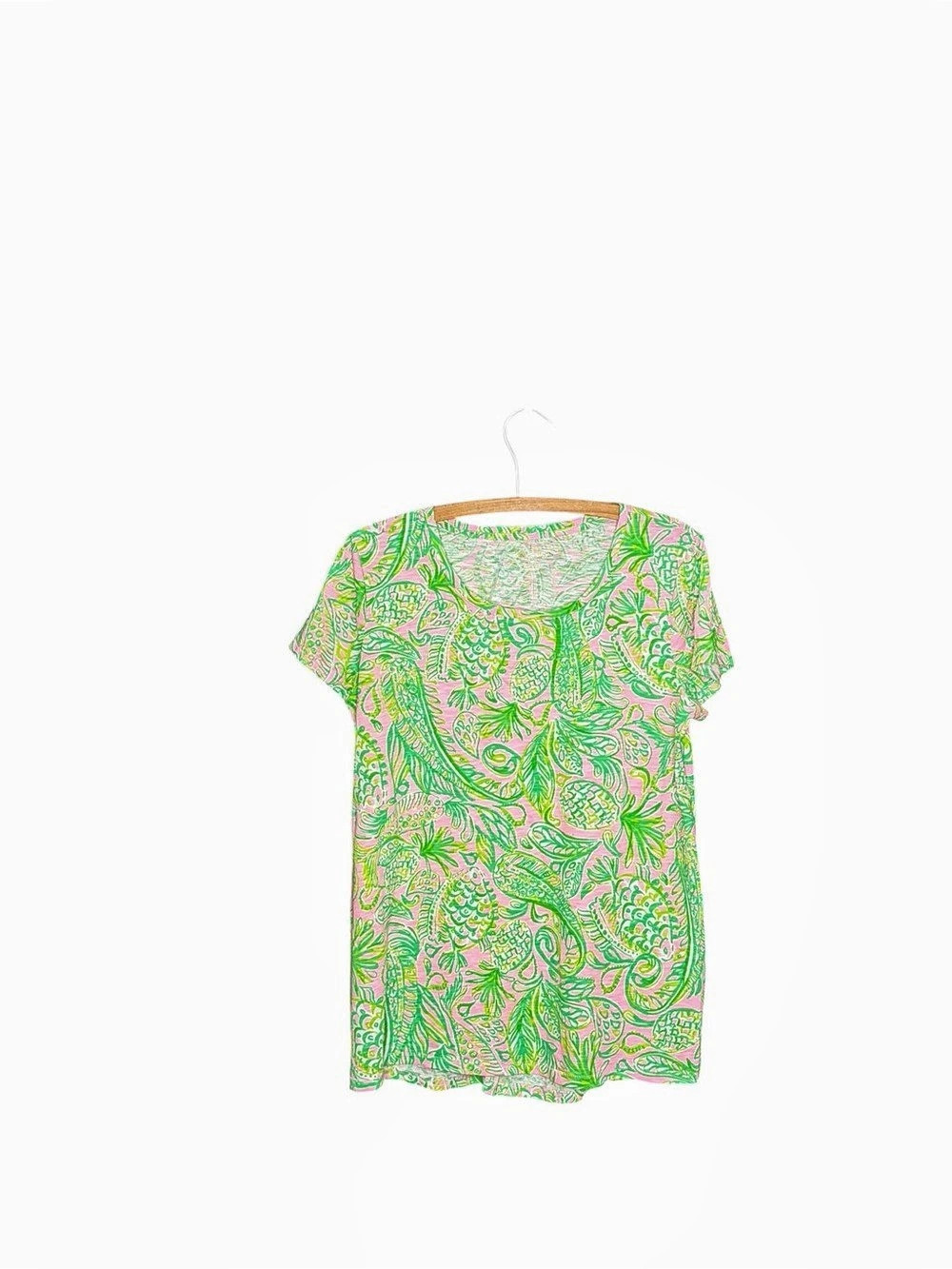 Lilly Pulitzer Paisley Short Sleeve Top in Pink & Green